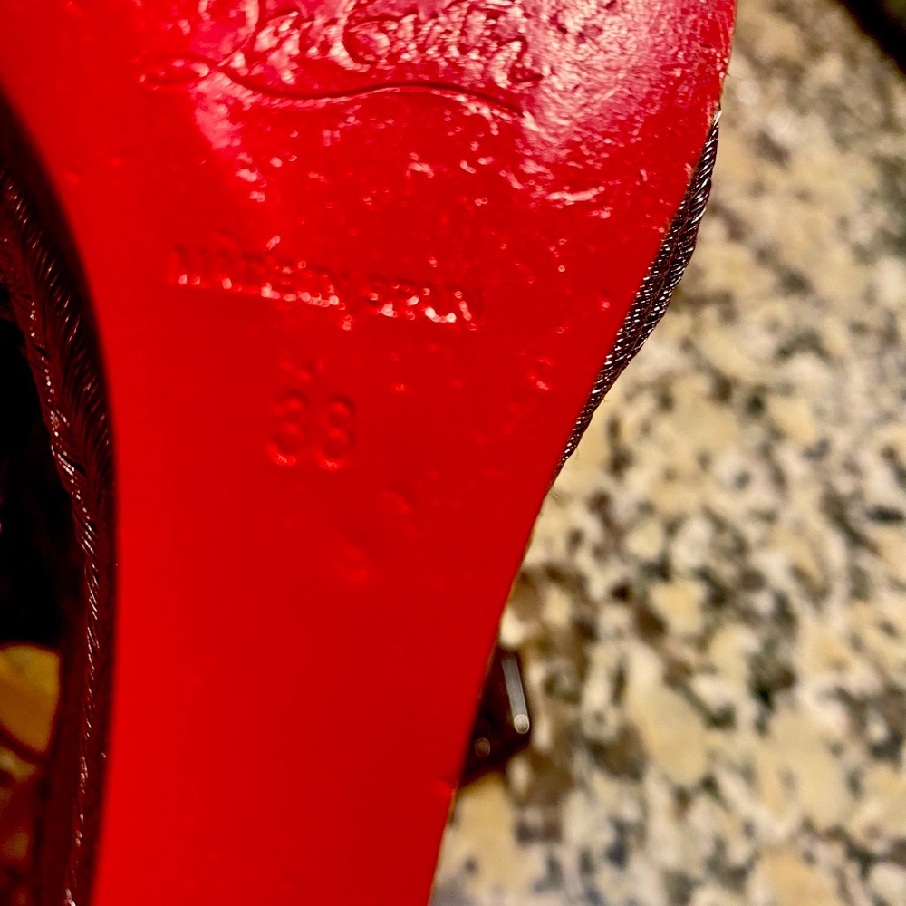 Original Christian Louboutin black patent sandal. Pristine condition worn 1x.